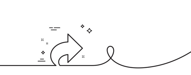 Share arrow line icon. Continuous one line with curl. Link Arrowhead symbol. Communication sign. Share single outline ribbon. Loop curve pattern. Vector