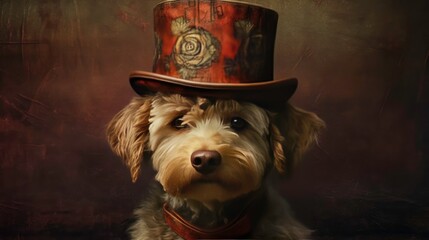 A Dog in a Hat: A Cute and Funny Portrait - Generated by AI