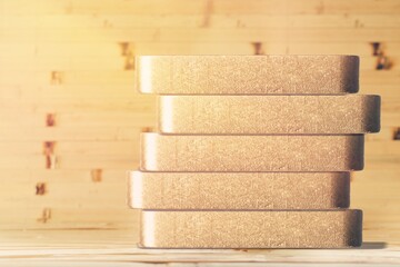 Wooden blocks for text on the desk in room