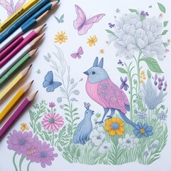 birds and flowers