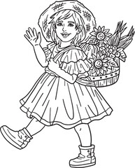 Thanksgiving Child Carrying Basket Isolated Adults