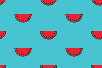 Seamless pattern with watermelon slices. Vector illustration. Summer watermelon background.