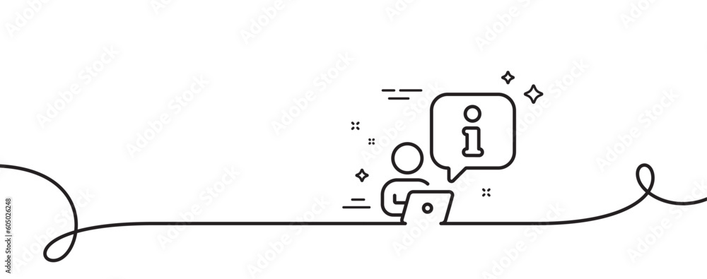 Poster interview line icon. continuous one line with curl. job information sign. online business meeting sy