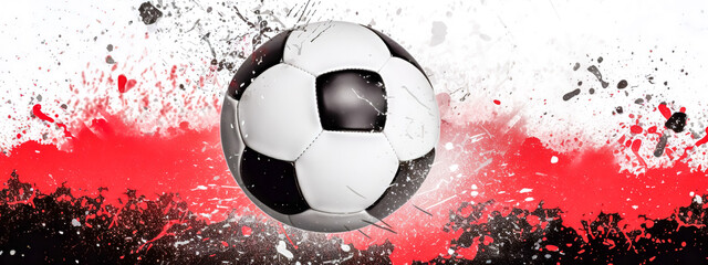 soccer ball, banner with copy space, made with Generative AI