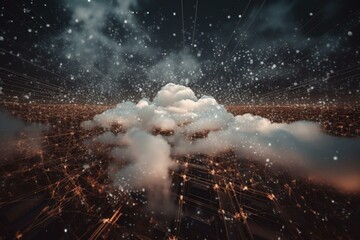Fototapeta na wymiar A mesh of web links depicts cloud computing. Generative AI
