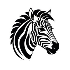 Fototapeta na wymiar zebra head logo, minimalized, vector, black and white, white background,
