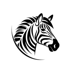 Fototapeta na wymiar zebra head logo, minimalized, vector, black and white, white background,