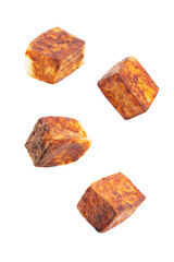 Fried Paneer on a white isolated background