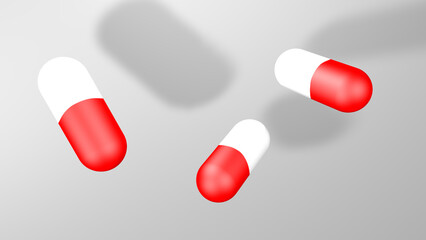 illustration of pills on a gray background. Medicine