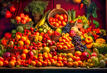 Naklejka na ściany i meble lots of fruit and vegetables together