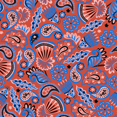 Terracotta paisley pattern - 605029895
