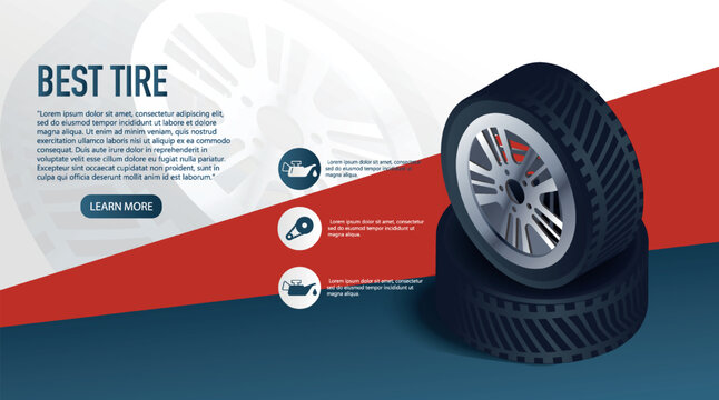 Airless tire concept. Advertising wheels for automobile and vehicle. Poster or banner for website, landing page design. Spare parts and car service. Cartoon flat vector illustration