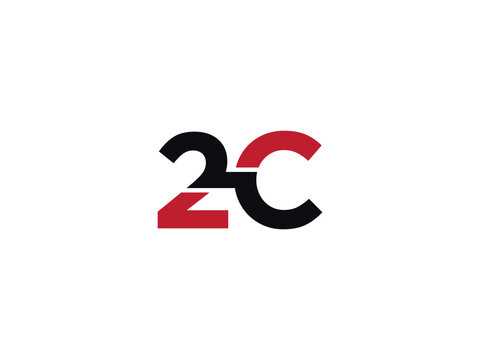2c logo icon vector, minimalist 2c c2 number and letter logo