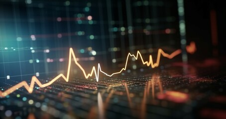 Investment breakthrough, Bokeh lights embrace ascending stock market graphs Generative AI