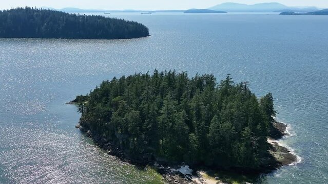 Bellingham Aerial Splendor Small Dot Island in San Juan Islands, Washington