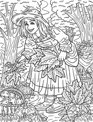 Thanksgiving Child Autumn Leaves Adults Coloring 