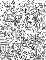 Thanksgiving Scarecrow Coloring Page for Adults