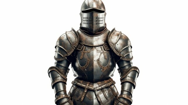 A medieval suit of armor isolated on white background. Generative AI