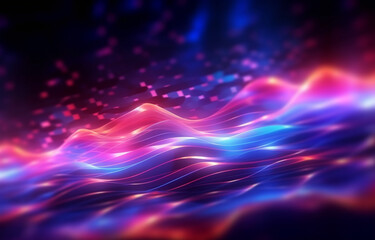 Fototapeta premium abstract futuristic background with pink blue neon wallpaper AI generative technology