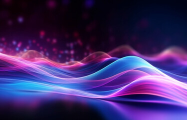 Naklejka premium abstract futuristic background with pink blue neon wallpaper AI generative technology