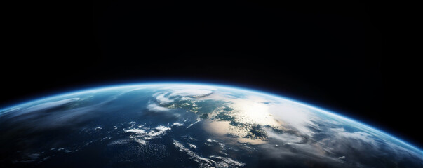 Fototapeta premium Banner of the Earth. Space Planet background. AI generated content