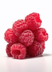 raspberries on white background (Generative Ai)