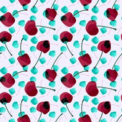Cartoon summer fruit seamless cherry pattern for wrapping paper and fabrics and linens and kids clothes print