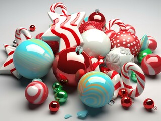 A 3D Clipart of Christmas Ornaments