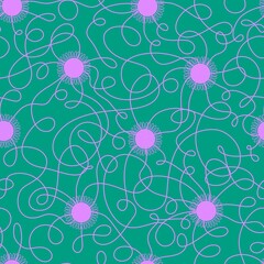 Abstract floral seamless flower line art pattern for wrapping paper and fabrics and linens and festive packaging