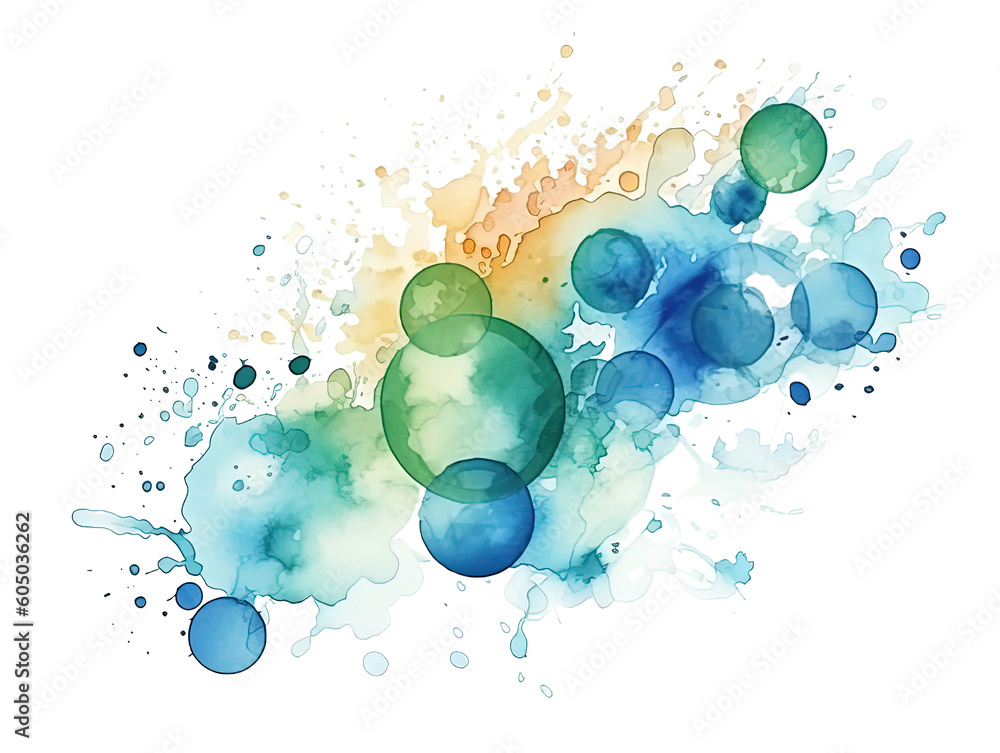 Canvas Prints cluster of blue and green abstract watercolor floating bubbles, isolated on a transparent background