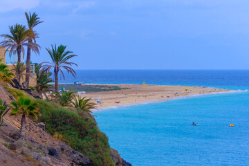 Fototapeta na wymiar View on the Morro Jable beach on the Canary Island Fuerteventura, Spain.