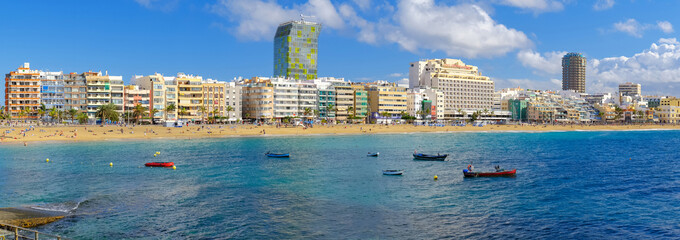 Panorama of the beach Las Canteras, Canary Islands.