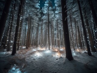 Naklejka premium Enchanted Forest of Christmas Eve