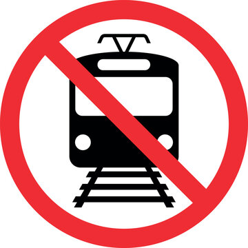 No stop transport train sign. Forbidden signs and symbols.