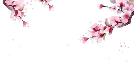 delicate cherry blossoms forming a frame border, copyspace, generative ai