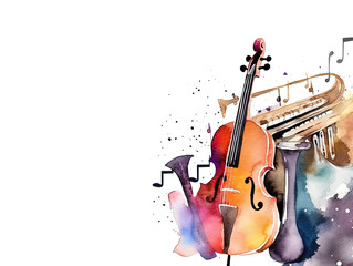 diverse musical instruments as a frame border, copyspace, generative ai