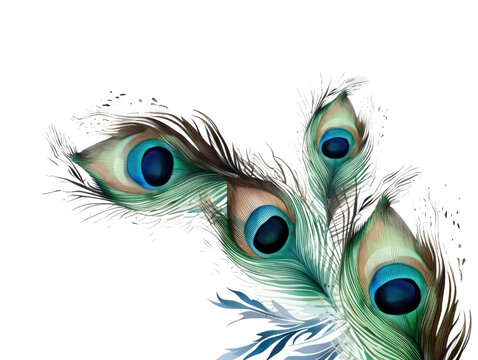 peacock feathers as a frame border, copyspace, generative ai