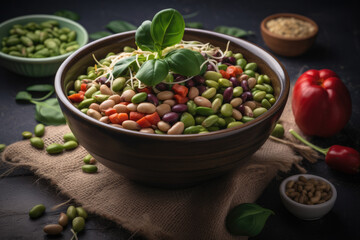 Sprout Beans healthy food for fitness bowl. AI