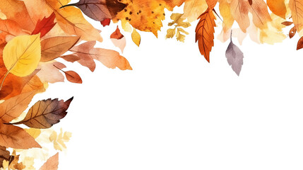 Naklejka na ściany i meble rustic autumn leaves forming a frame border, copyspace, generative ai
