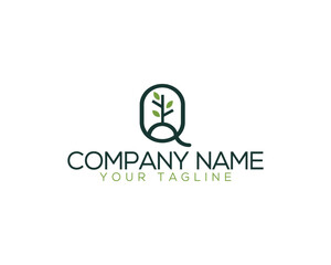 Letter Q Grow seedling logo concept leaves and tree vector icon, business name, identity, company name,  and others brands logo.