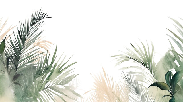 palms and pampas as a frame border, copyspace, generative ai