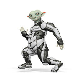 fat alien is doing a robot dance