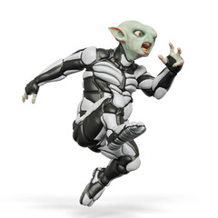 fat alien is jumping in action