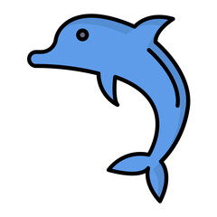 Dolphin Line Color Icon