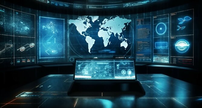 Displaying internet information technology concept through graphic interface screen Generative AI