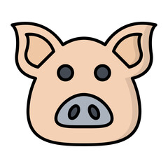Pig Line Color Icon