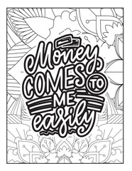 Affirmative quotes coloring page. Positive quotes. Good vibes. Coloring book for adults. Typography design. Hand drawn with inspiration word. Coloring for adult and kids. Quotes. Quotes Coloring.