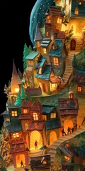 Fototapeta premium Whimsical paper city. Generative AI