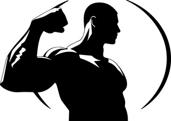 vector image with strongman, silhouette