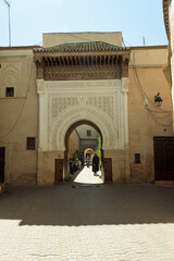 Moorish arch entrance to the city of Marrakech in Morocco